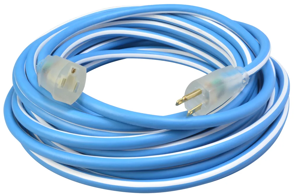 SOUTHWIRE, POLAR SOLAR SUPREME 14/3 SJEOW 25' BLUE/WHITE OUTDOOR COLD WEATHER EXTENSION CORD WITH POWER LIGHT INDICATOR
