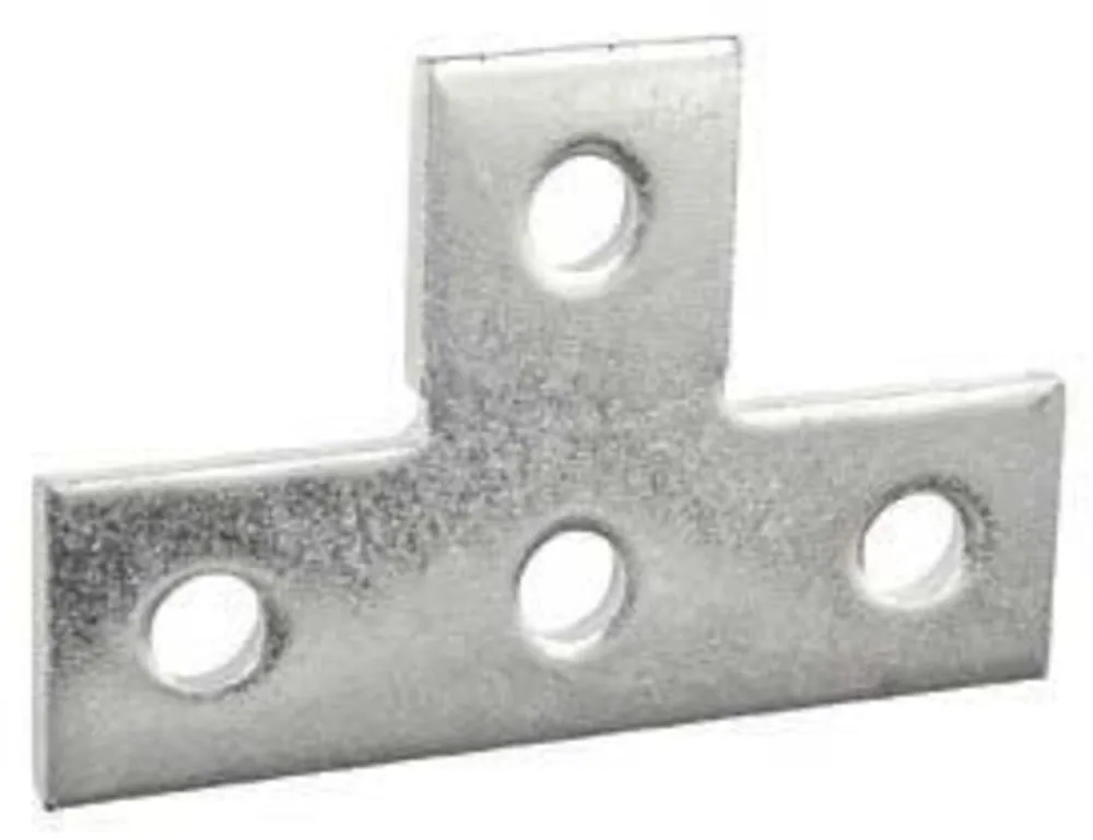 PLACA TEE PLANA DE CUATRO ORIFICIOS ACERO ZINCADO