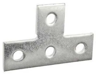 PLACA TEE PLANA DE CUATRO ORIFICIOS ACERO ZINCADO