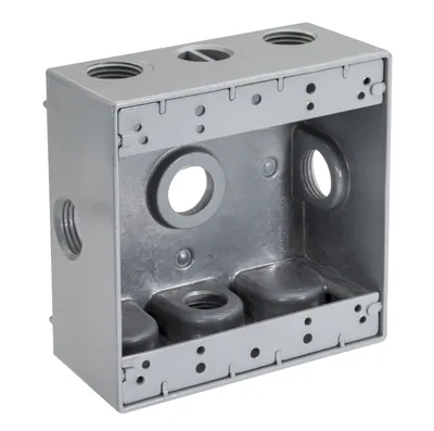 3/4" 6-HOLE 2-GANG WEATHERPROOF BOX GRY