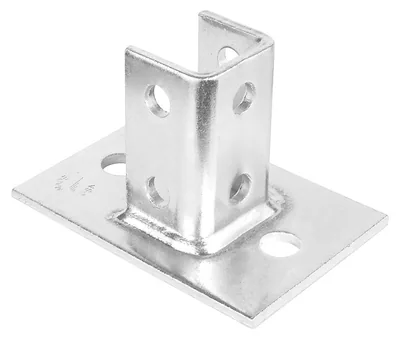 BASE DE POSTE CON CANAL ÚNICO DE DOS AGUJEROS PARA STRUT DE 1-5/8", ACERO, PAQUETE DE 5