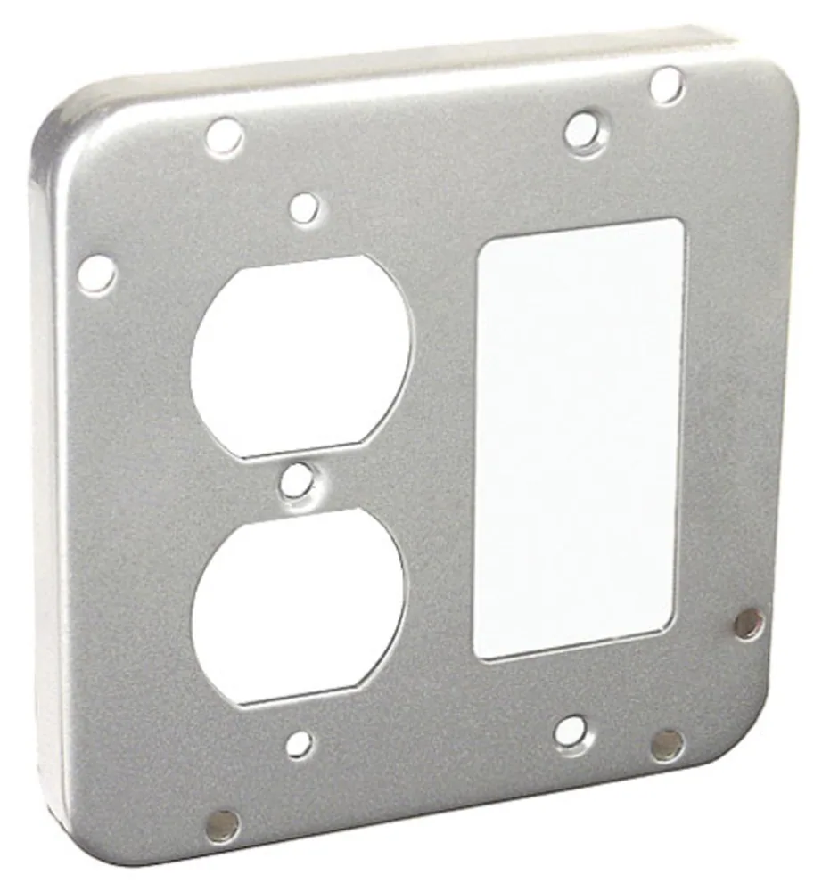 4-11/16" Square Industrial Surface Cover, 1/2" Raised - Duplex / GFCI