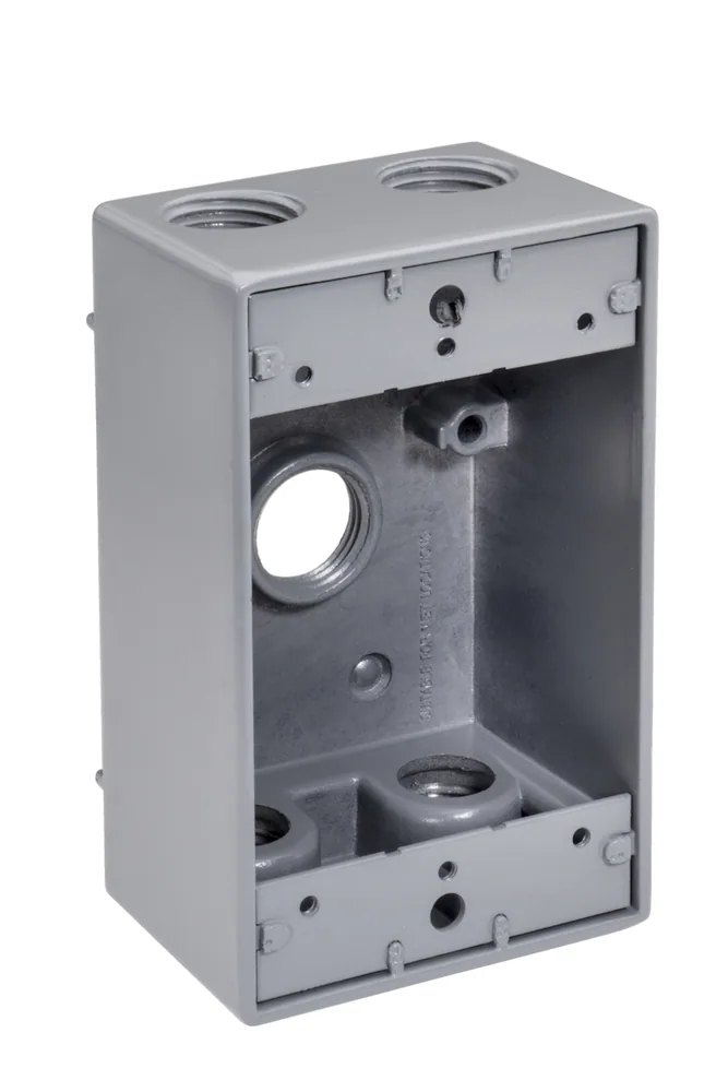 CAJA HERMÉTICA A LA INTEMPERIE DE 1 ESPACIO 5 AGUJEROS 3/4" GRIS