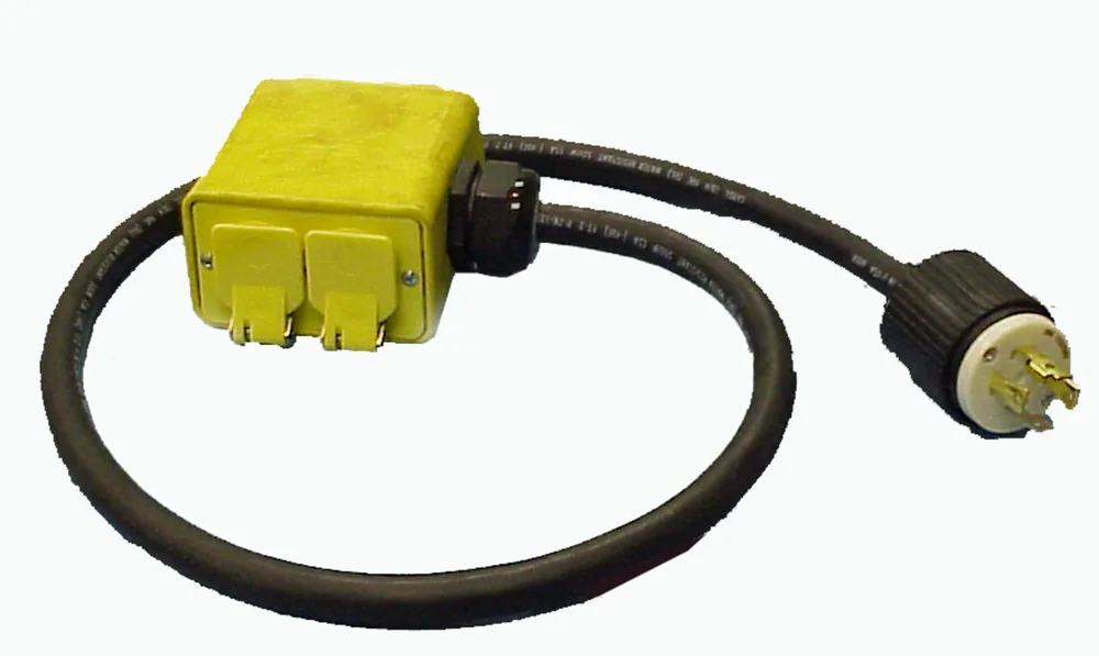 4' 12/4 SOW CORD W/WP RUBBER BOX 20A 125/250V PLUG TO 4-20A 125V STRAIGHT RECPT