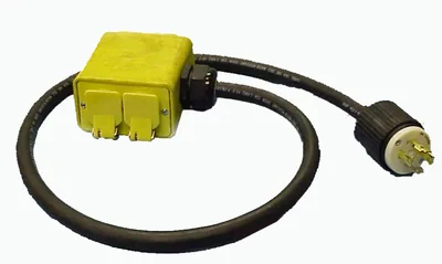 4' 12/4 SOW CORD W/WP RUBBER BOX 20A 125/250V PLUG TO 4-20A 125V STRAIGHT RECPT