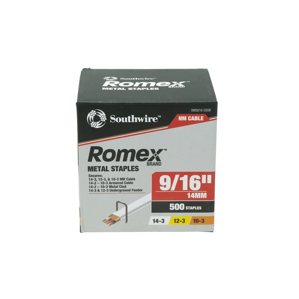 GRAPA, METAL, CABLE NONMETÁLICO ROMEX™, 9/16", 500 PCS/1 EA