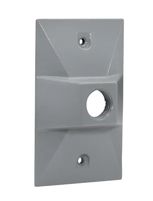 TAPA RECTANGULAR 1-AGUJERO RESISTENTE A INTEMPERIE GRIS, 1/2"