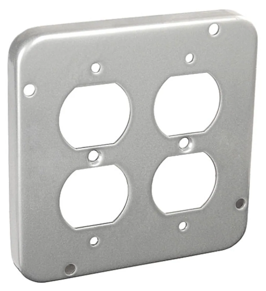 Tapa Industrial Cuadrada 4-11/16", Levantada 1/2" - (2) Duplex