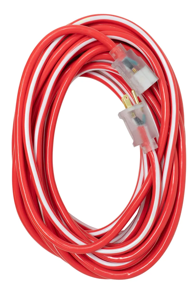 SOUTHWIRE, 12/3 SJTW 50' EXTENSIÓN ELÉCTRICA EXTERIOR ROJO/BLANCO CON INDICADOR DE LUZ DE ENERGÍA