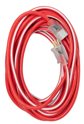SOUTHWIRE, 12/3 SJTW 50' EXTENSIÓN ELÉCTRICA EXTERIOR ROJO/BLANCO CON INDICADOR DE LUZ DE ENERGÍA