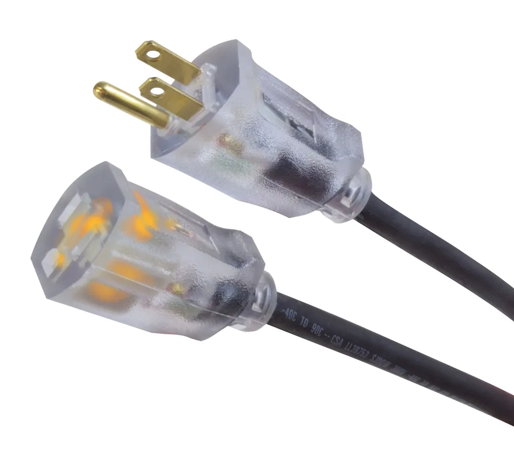 SOUTHWIRE, ROYAL 12/3 SJOOW 50' BLACK RUBBER EXTENSION CORD WITH POWER LIGHT INDICATOR