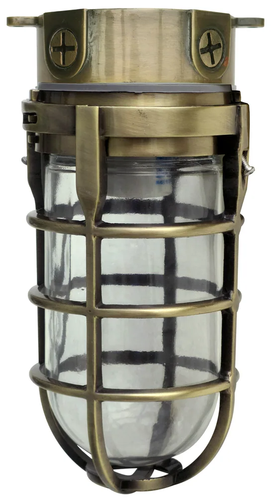 INDUSTRIAL CEILING LIGHT ANTIQUE BRASS