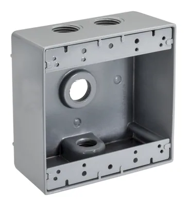 1/2" 4-HOLE 2-GANG WEATHERPROOF BOX GRY