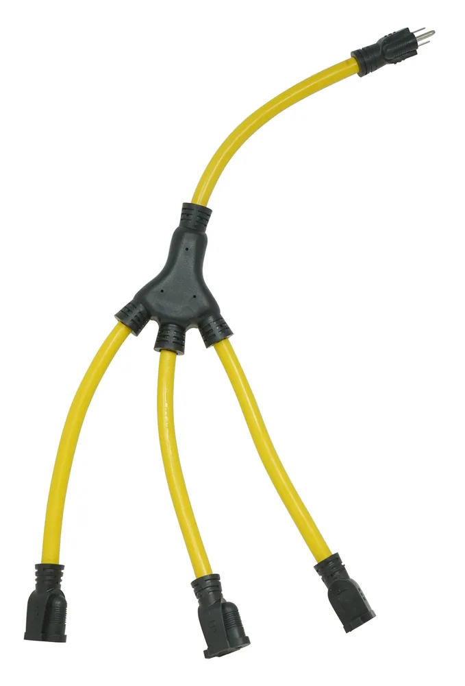 12/3 STW 2' Yellow "W" Adapter Generator with Black Plugs