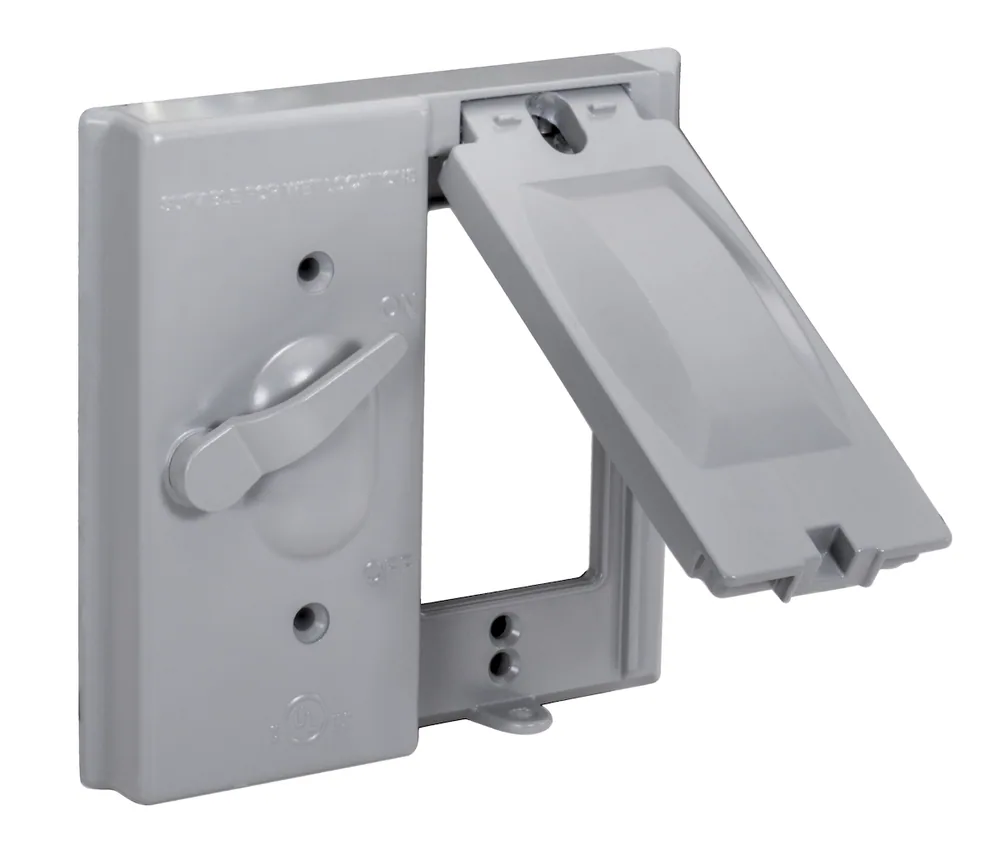 TAPA UNIVERSAL 5 EN 1 PARA 2 CAJAS CON INTERRUPTOR/TOMACORRIENTE