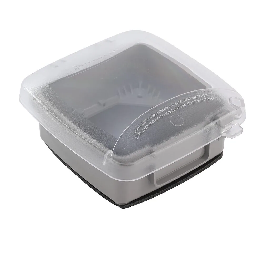 TAPA A PRUEBA DE INTEMPERIE, DOBLE GANCHO, 2.25 TRANSPARENTE