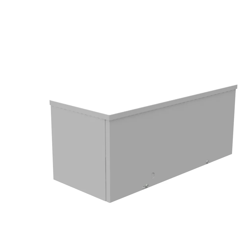 Ducto cuadrado 10x24x10 con tapa atornillada, listado UL, tipo NEMA 3R, acero, sin troqueles, gris ANSI 61, troquel tipo D cuadrado para cerradura