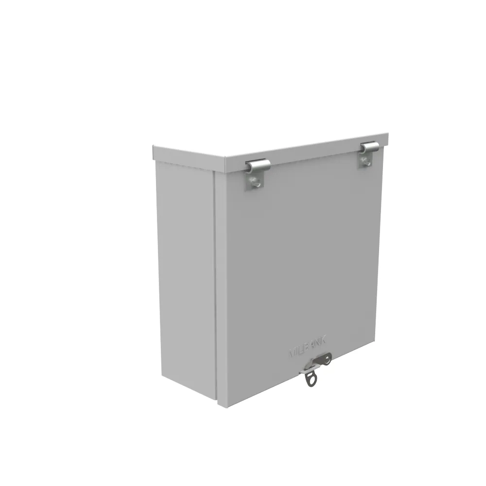 Gabinete 10X4X10 con tapa embisagrada UL Listed Tipo 3R, acero con troqueles gris ANSI 61 cerrojo abatible con candado