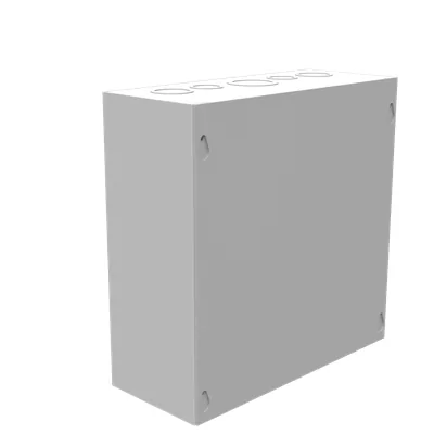 10X4X10 Screw Cover UL Listed Type 1 Steel Knockouts ANSI 61 Gray Blank Cover Installed