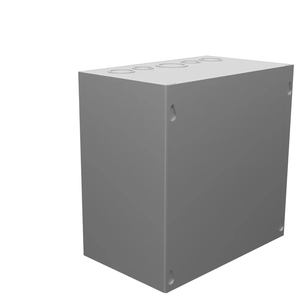 Tapa atornillada 10x6x10 IN, Tipo 1 Certificado UL, acero con troqueles (KO), sin pintura, tapa en blanco instalada