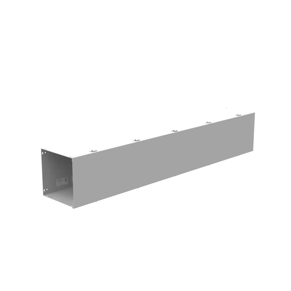 Ducto cuadrado 10x96x10 con tapa embisagrada certificado UL Tipo 1 acero sin troqueles gris ANSI 61