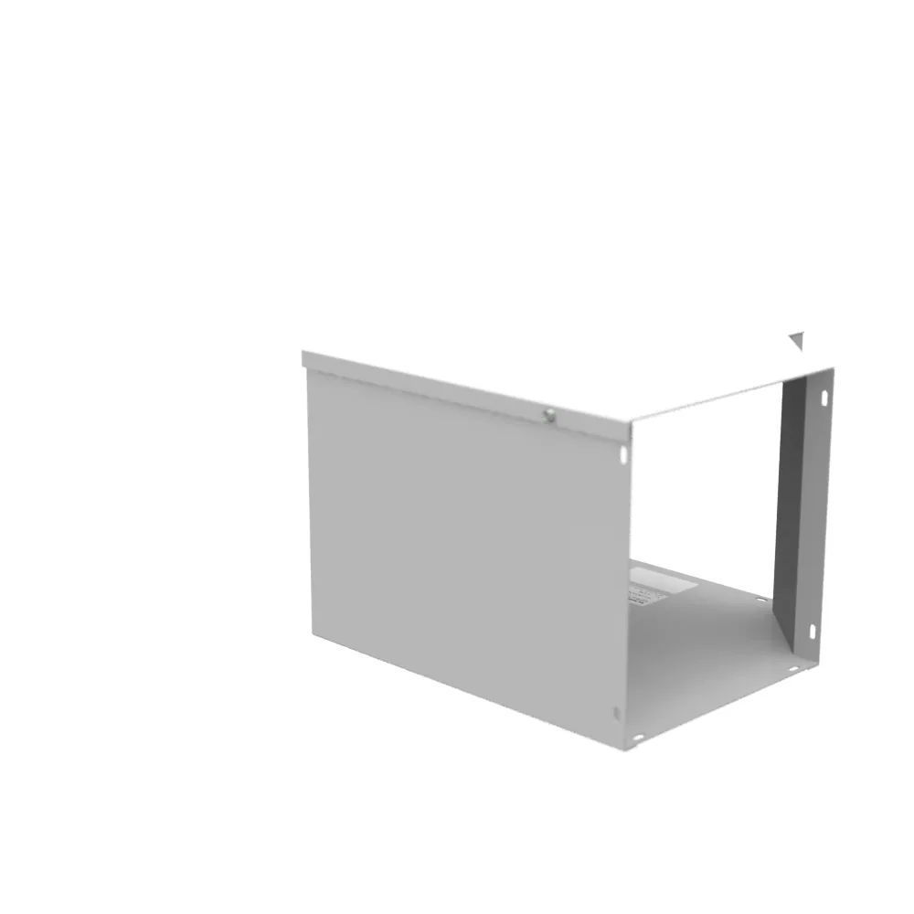 Codo de ducto cuadrado 90 grados con abertura lateral 10.38x10.023x14.38, acero gris ANSI 61