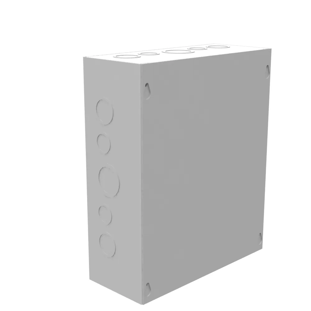 Tapa atornillada 12X4X10 Certificado UL Tipo 1 Acero Con troqueles Gris ANSI 61 Tapa en blanco instalada