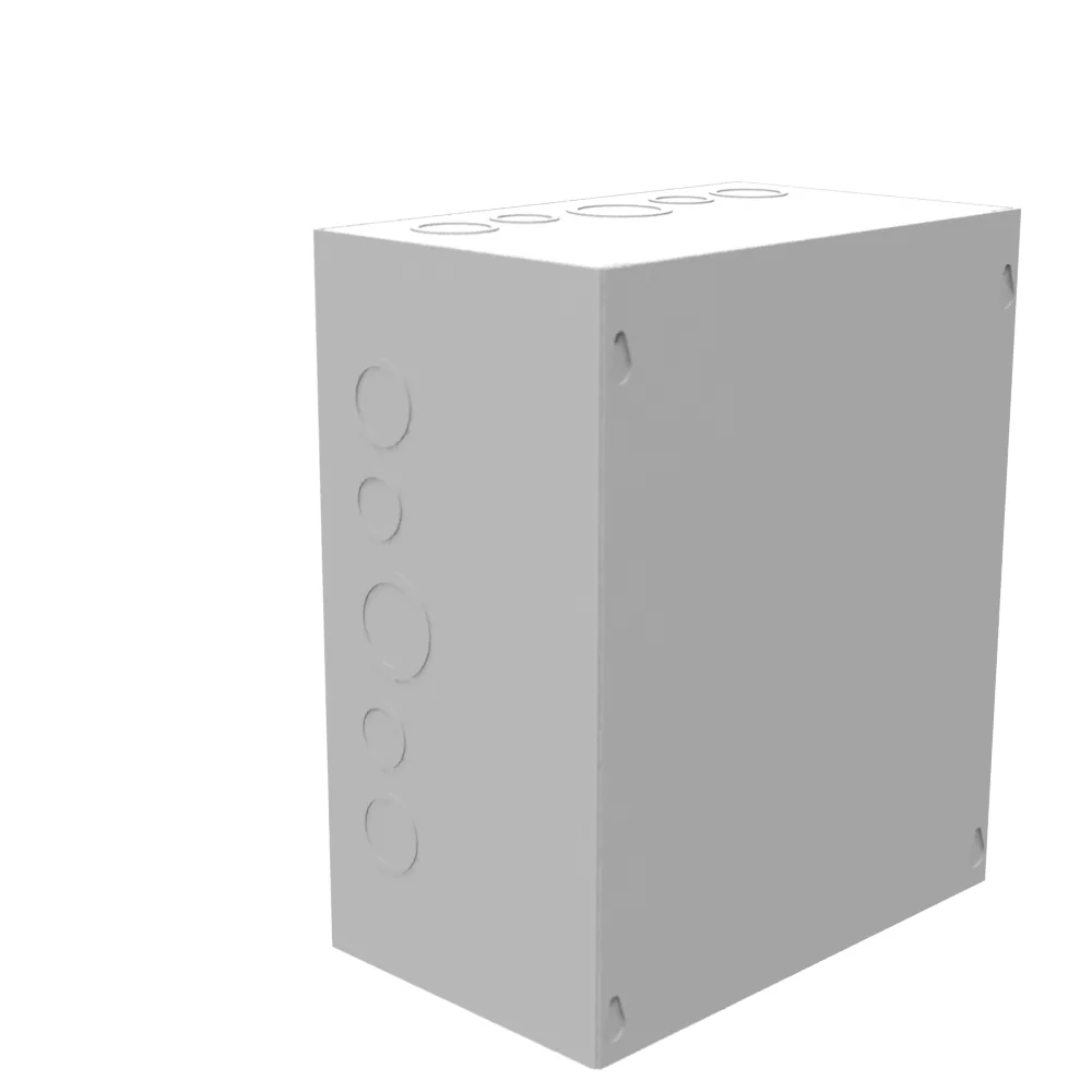 12X6X10 Screw Cover UL Listed Type 1 Steel Knockouts ANSI 61 Gray Blank Cover Installed