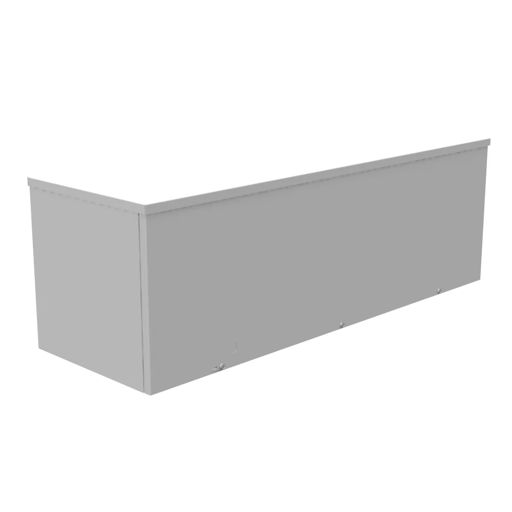 Ducto cuadrado 12X36X12 con tapa atornillada, acero tipo 3R listado UL, gris ANSI 61, con troqueles, troquel cuádruple D para candado