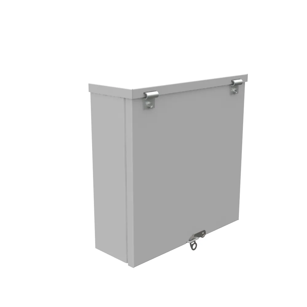 Tapa embisagrada 12X4X12 Certificado UL Tipo 3R Acero Con troqueles Gris ANSI 61 Cerrojo tipo volteador con candado