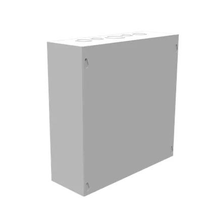 12X4X12 Screw Cover UL Listed Type 1 Steel Knockouts ANSI 61 Gray Blank Cover Installed