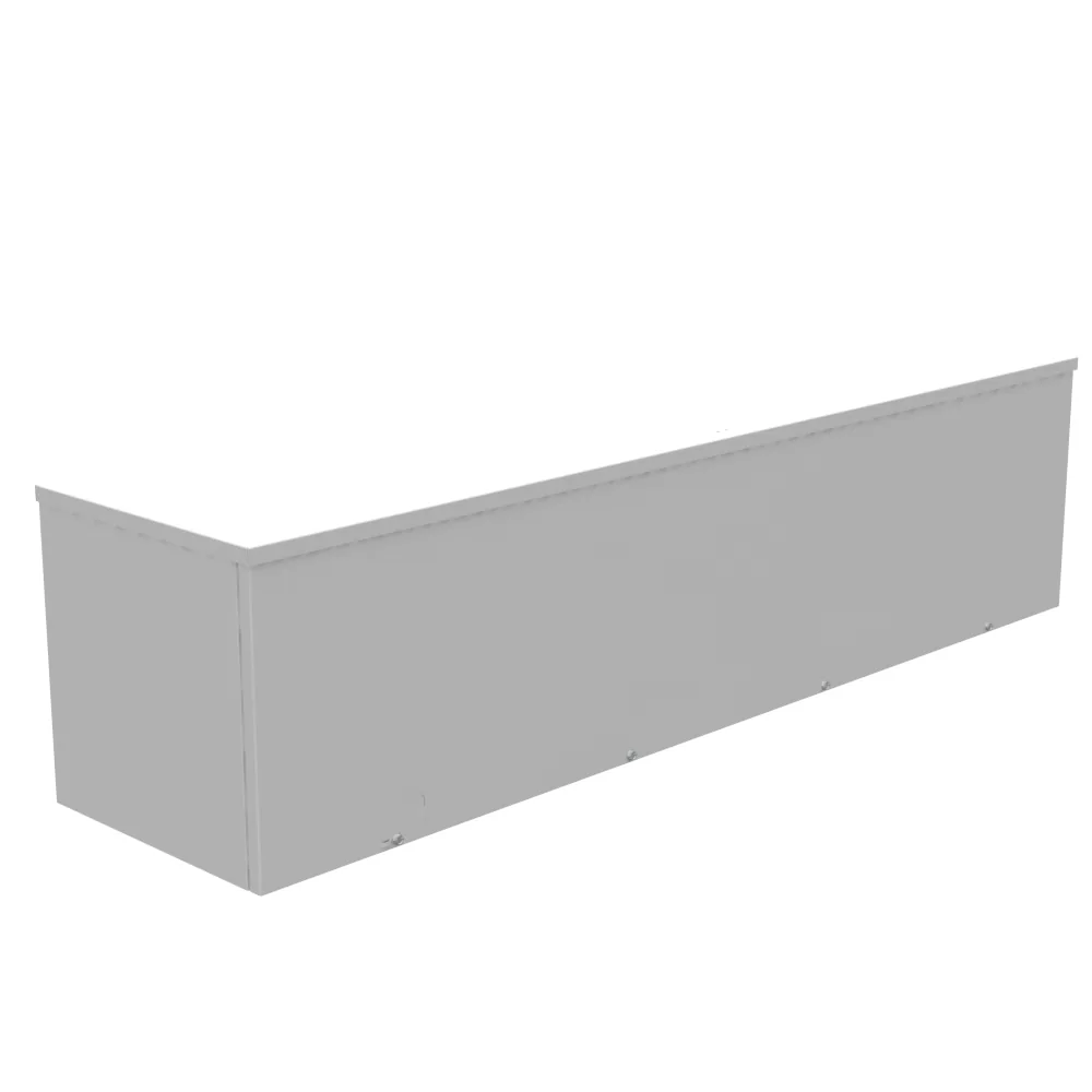Ducto cuadrado 12x48x12 con tapa atornillada, tipo NEMA 3R, listado UL, acero, troqueles, gris ANSI 61, troquel cuádruple D para candado