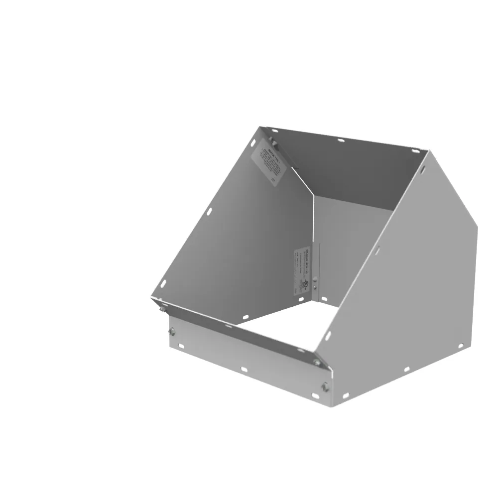 Codo 45 con acceso lateral para ducto cuadrado Tipo 1, 12x12, tapa atornillada, acero gris ANSI 61, sin troqueles