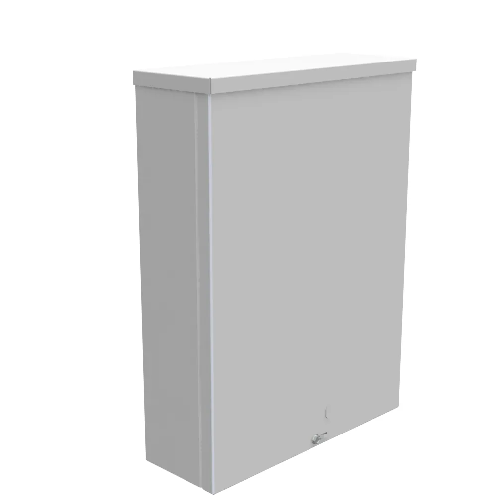 16x4x12 Screw Cover Type 3R UL Listed Steel No Knockouts ANSI 61 Gray Quad D Knockout for Lock Emboss Mounting Holes in Back