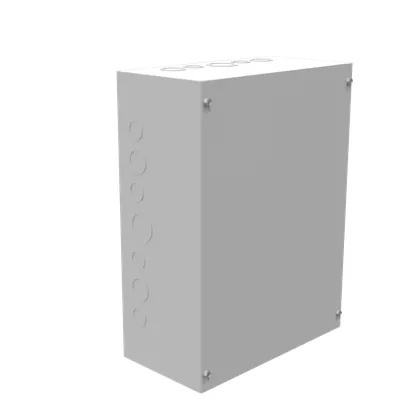 16X6X12 Screw Cover UL Listed Type 1 Steel Knockouts ANSI 61 Gray Blank Cover Installed