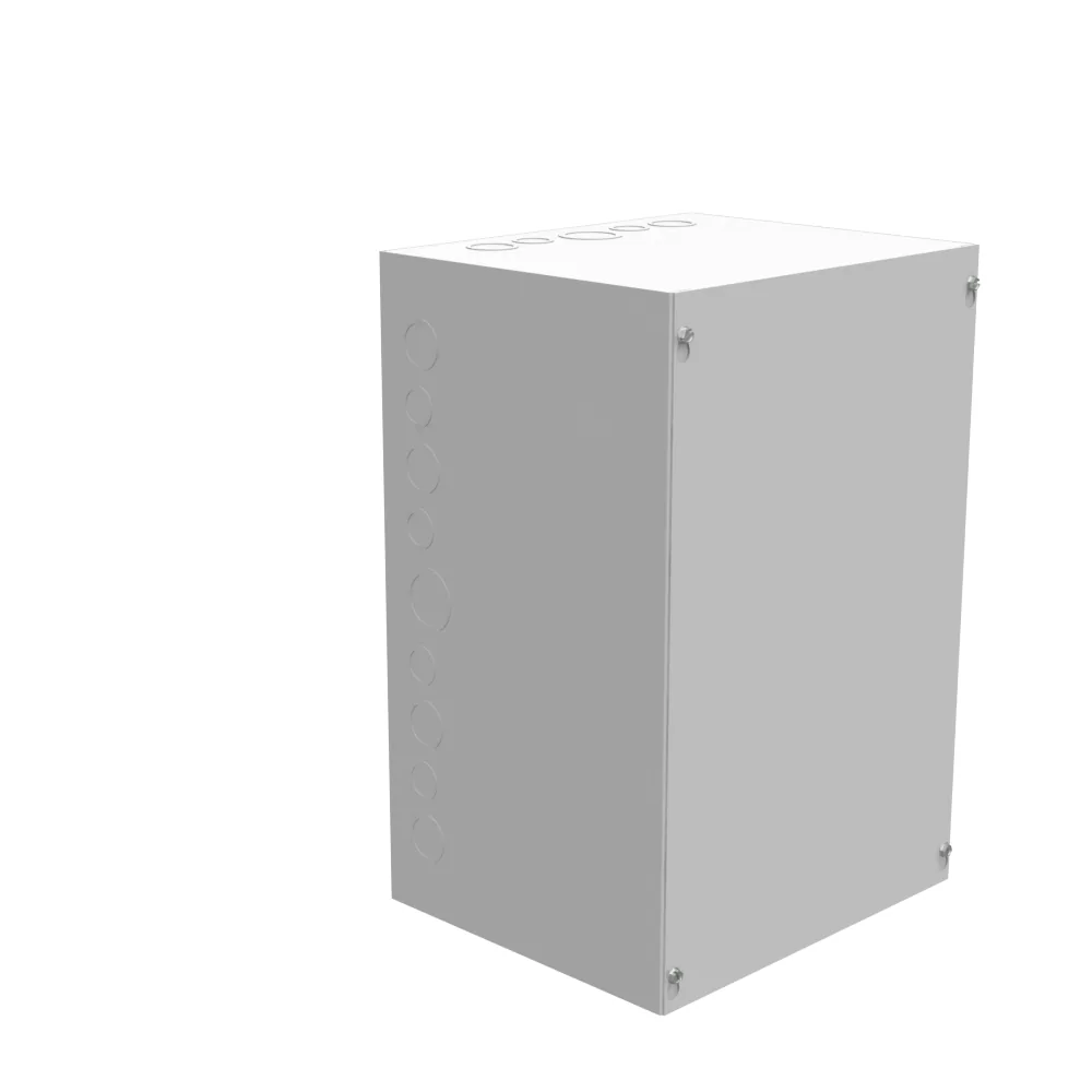 Tapa Atornillada 18x10x12 Tipo 1 Certificada UL Acero con Troqueles Gris ANSI 61 Tapa con Ranuras Tipo Lágrima Orificios de Montaje en Panel Posterior