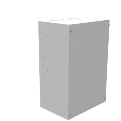 18X8X12 Screw Cover UL Listed Type 1 Steel Knockouts ANSI 61 Gray Blank Cover Installed