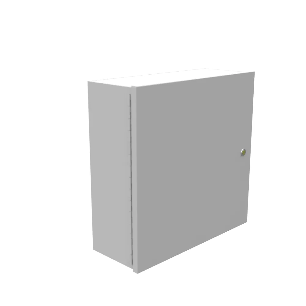 16X6X16 Hinge Cover UL Listed Type 1 Steel No Knockouts ANSI 61 Gray Quarter Turn Latch Continuous Hinge