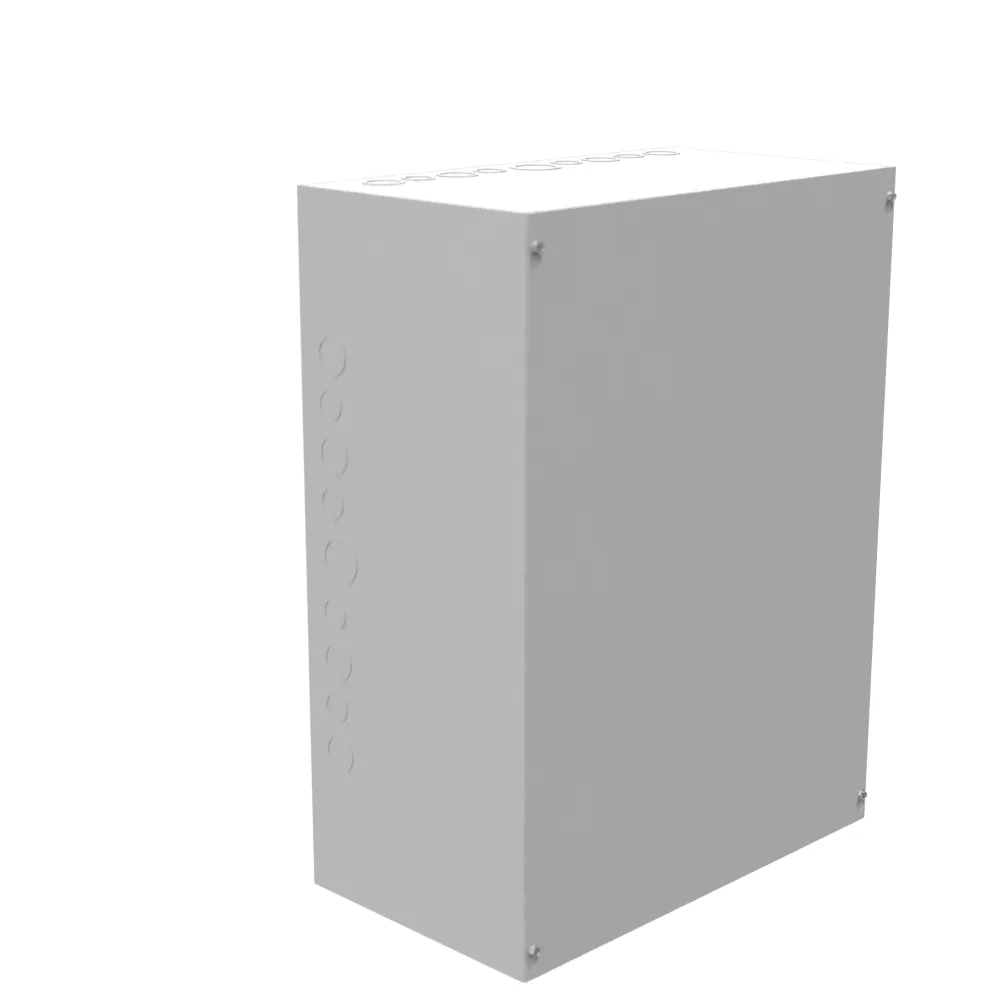 24X10X18 Tapa atornillada Certificada UL Tipo 1 Acero Con troqueles Gris ANSI 61 Tapa ciega instalada