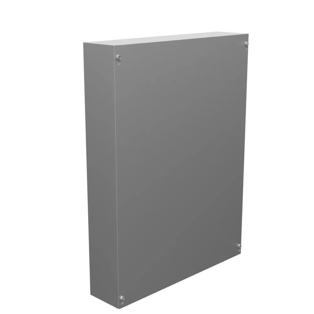24x4x18 Screw Cover Type 1 UL Listed Steel No Knockouts No Paint Cover with Teardrop Slots Mounting Holes in Back