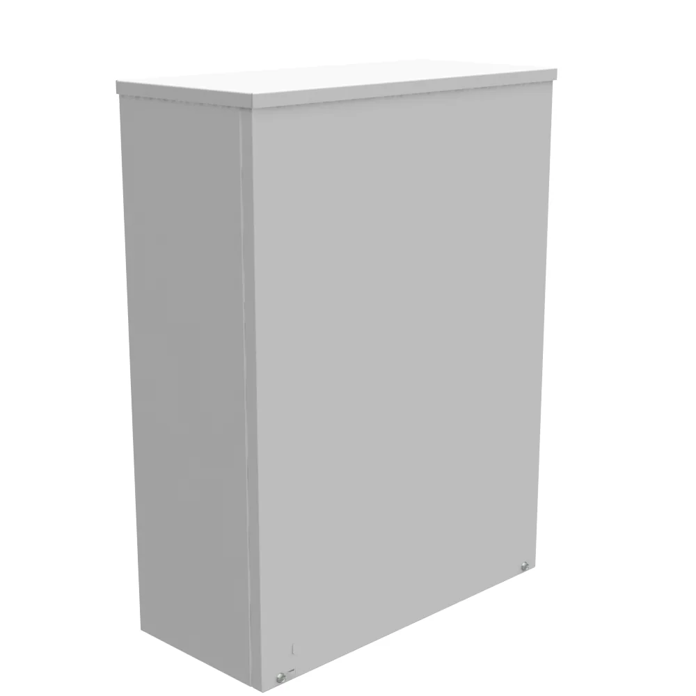 Tapa atornillada 24x8x18 Tipo 3R UL Acero Sin troqueles Gris ANSI 61 Troquel Quad D para candado Relieve de orificios de montaje en la parte posterior