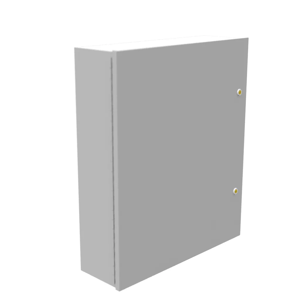 Tapa embisagrada 24X6X20 UL Tipo 1 Acero Sin troqueles Gris ANSI 61 Cerrojo de cuarto de vuelta Bisagra continua