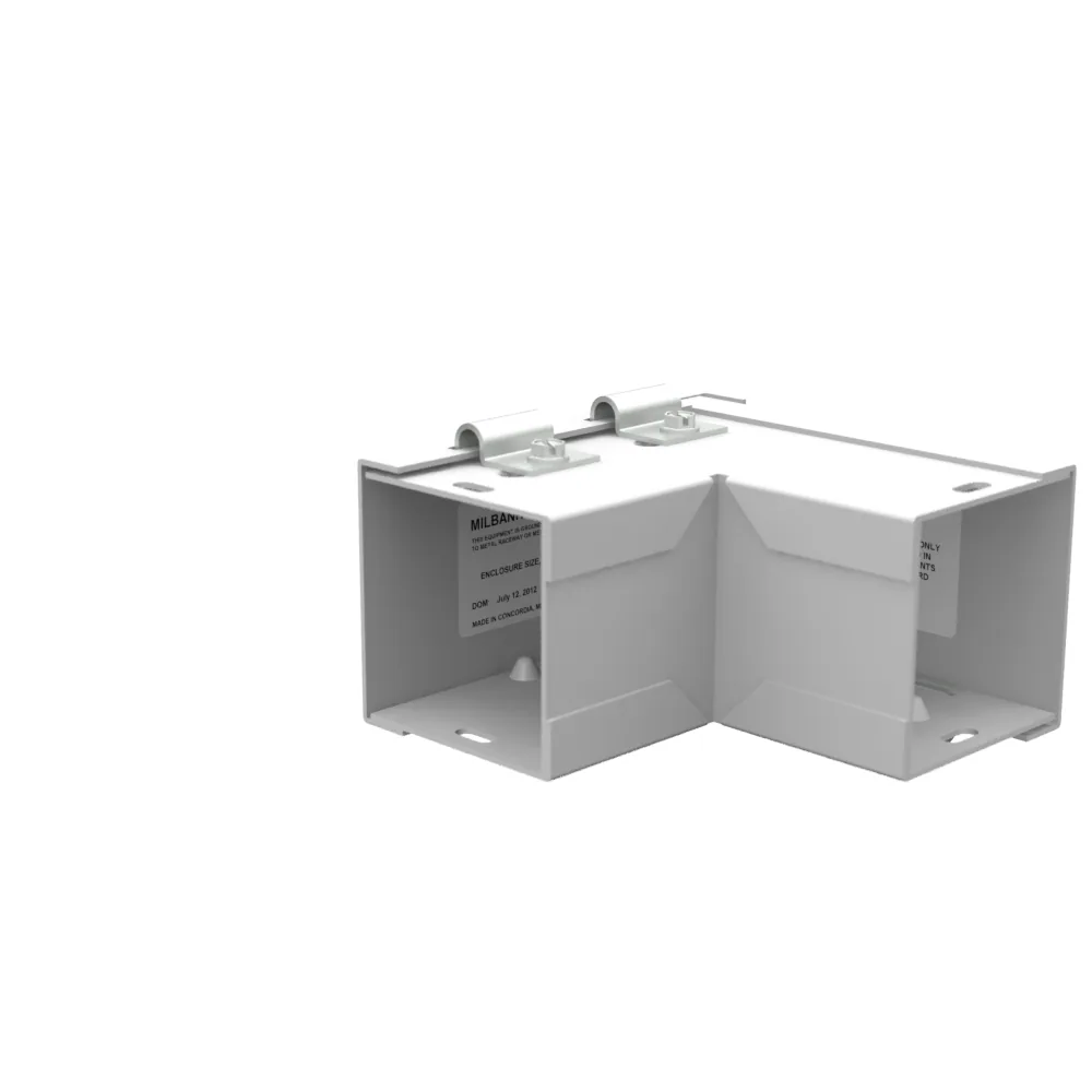 5.125x2.5x5.125 Codo 90 para ducto cuadrado embisagrado, abertura exterior, acero gris ANSI 61