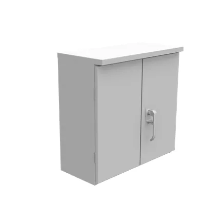 24X10X24 Hinge Cover UL Listed Type 3R Steel No Knockouts ANSI 61 Gray Double Doors Back Panel Weld Studs Padlocking 3PT Handle