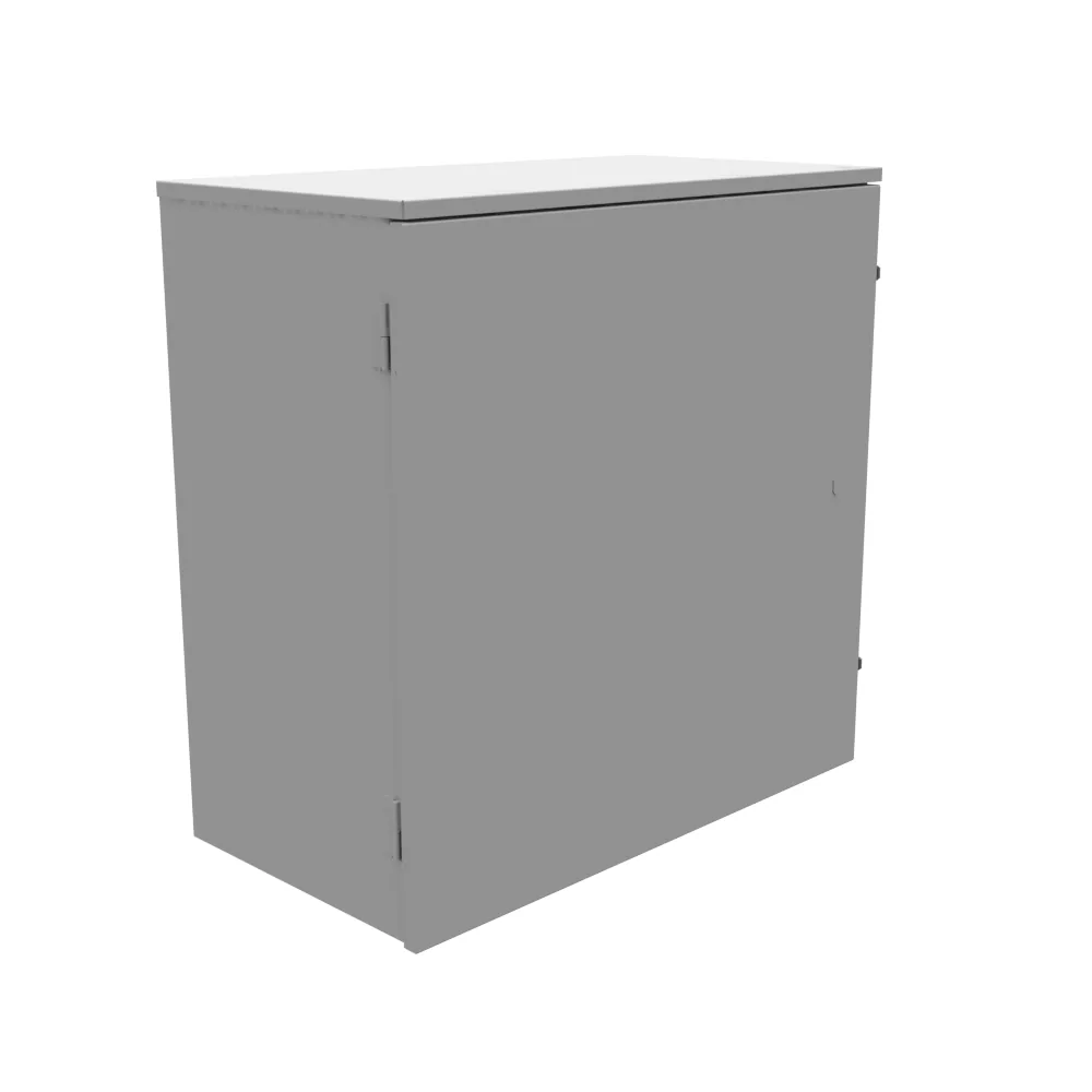 24X12X24 Gabinete para teléfono Certificado UL Tipo 3R Acero Sin troqueles Gris ANSI 61 Panel posterior Pernos de soldadura Cerrojo de arrastre con candado Troqueles Quad D para candado