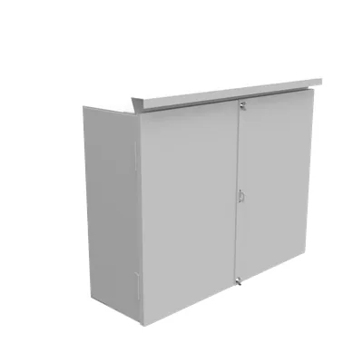 32X10X24 Hinge Cover UL Listed Type 3R Steel No Knockouts ANSI 61 Gray Overlapping Doors Padlocking Provision Drip Shield
