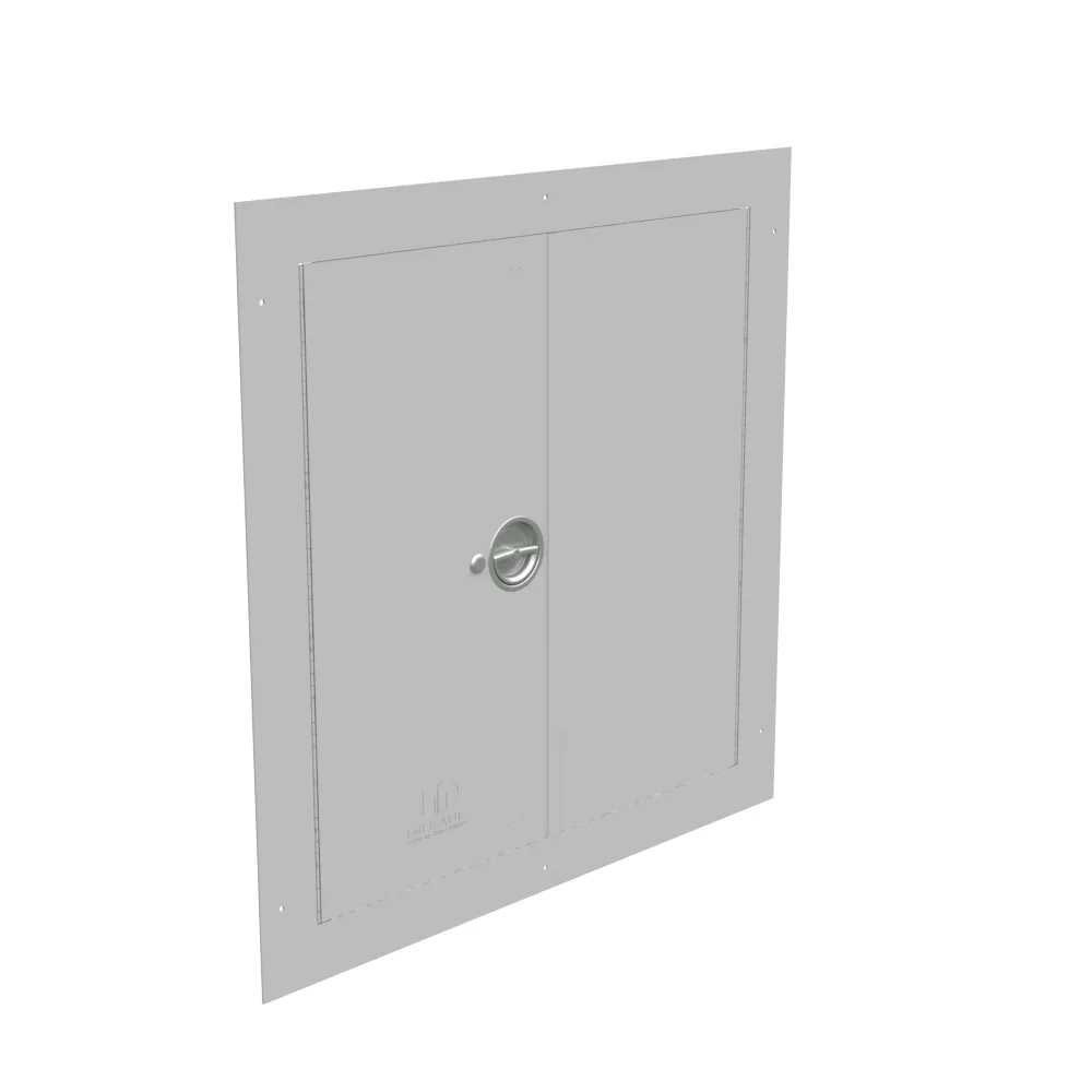 Flush Mount Cover Type 1 30x30 Screw Cover ANSI 61 Gray Steel Hinged Door Keylocking Slam Latch