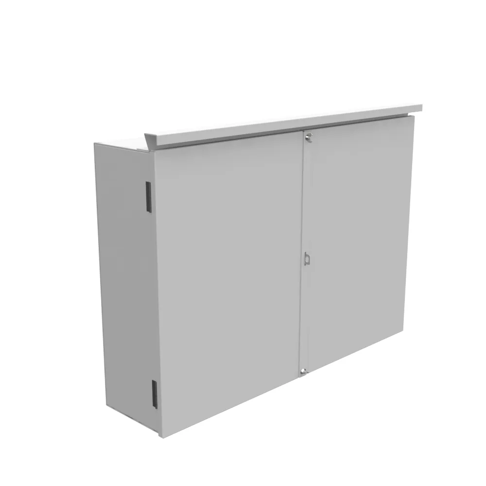 GABINETE 44X10X30 TAPA EMBISAGRADA TIPO 3R ACERO CERTIFICADO UL SIN TROQUELES GRIS ANSI 61 PUERTAS SUPERPUESTAS DISPOSICIÓN PARA CANDADO VISERA CONTRA GOTEO