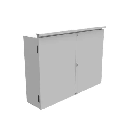 44X10X30 Hinge Cover UL Listed Type 3R Steel No Knockouts ANSI 61 Gray Overlapping Doors Padlocking Provision Drip Shield