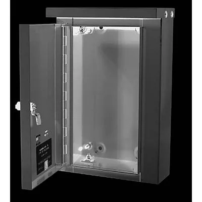 Hinge Cover NEMA 3R Steel No Knockouts ANSI 61 Gray Padlocking Handle Unistruts Installed